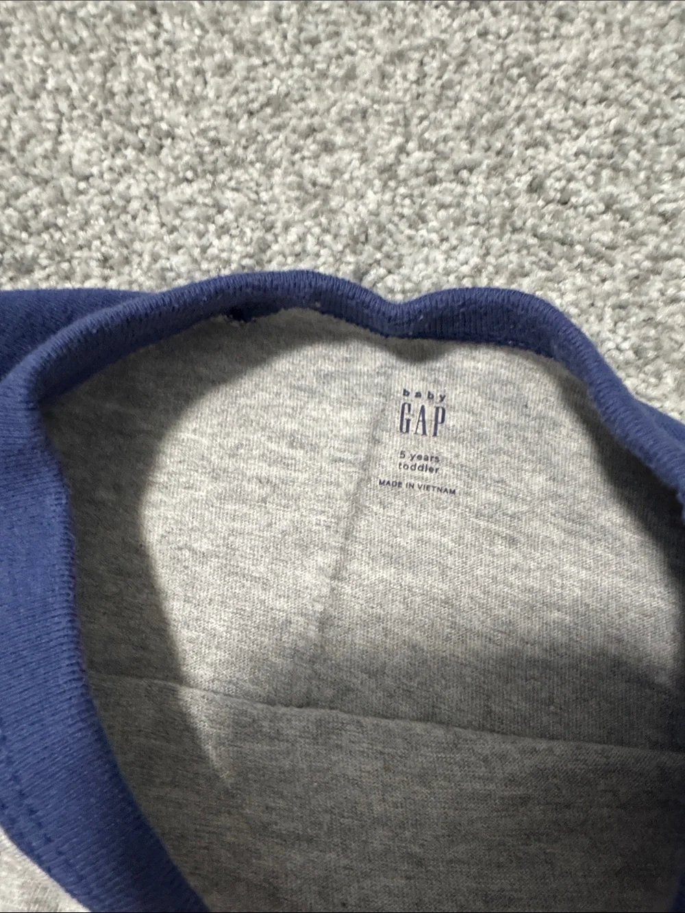 GAP Grey & Navy Raglan Long Sleeve Tee with Red Logo